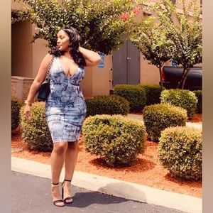 Blue, Grey, and White Dress